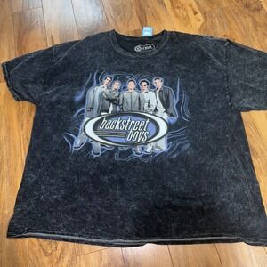 Backstreet Boys Graphic T-Shirt Global Merchandising Black Acid Wash Mens 2X 3x